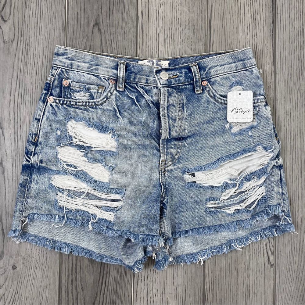 Free People Meggie Womens Size 25 Denim Button Distressed Jean Cotton NEW Shorts